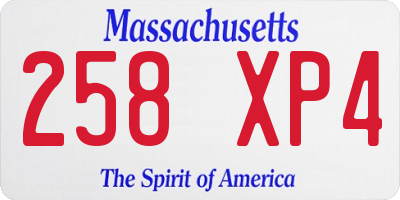 MA license plate 258XP4
