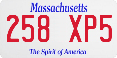 MA license plate 258XP5