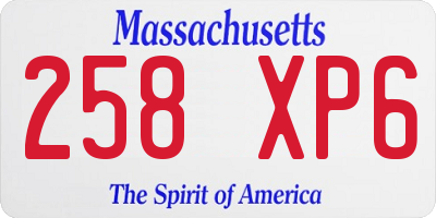 MA license plate 258XP6
