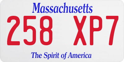 MA license plate 258XP7
