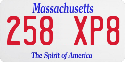 MA license plate 258XP8