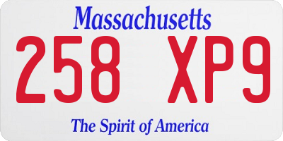 MA license plate 258XP9
