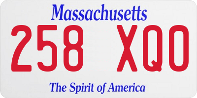 MA license plate 258XQ0