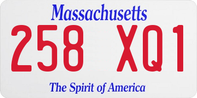 MA license plate 258XQ1