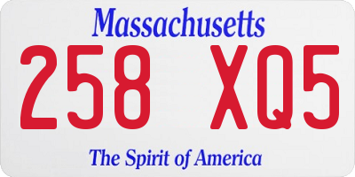 MA license plate 258XQ5