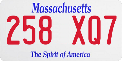 MA license plate 258XQ7