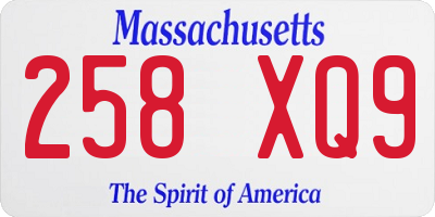 MA license plate 258XQ9