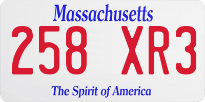 MA license plate 258XR3