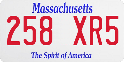 MA license plate 258XR5