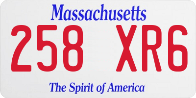 MA license plate 258XR6