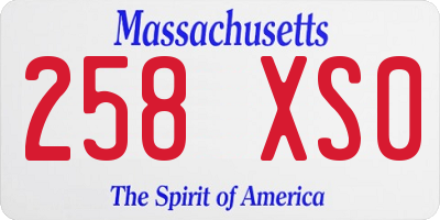 MA license plate 258XS0