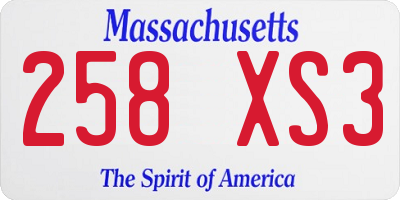 MA license plate 258XS3