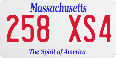 MA license plate 258XS4