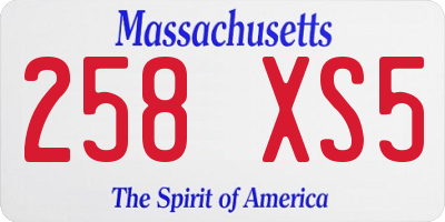 MA license plate 258XS5