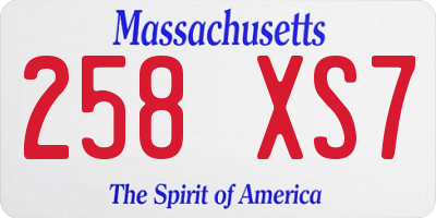 MA license plate 258XS7