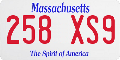 MA license plate 258XS9