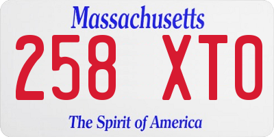 MA license plate 258XT0