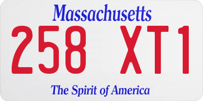 MA license plate 258XT1