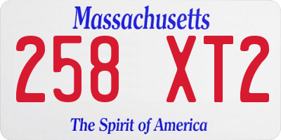 MA license plate 258XT2
