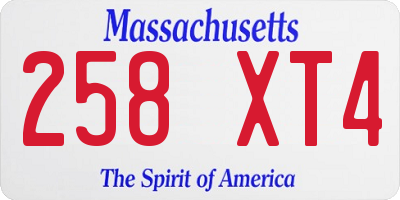 MA license plate 258XT4