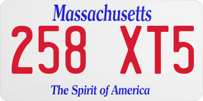 MA license plate 258XT5