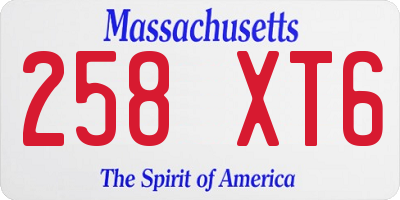MA license plate 258XT6