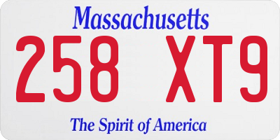 MA license plate 258XT9