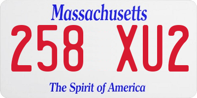MA license plate 258XU2