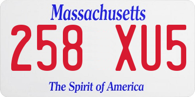 MA license plate 258XU5