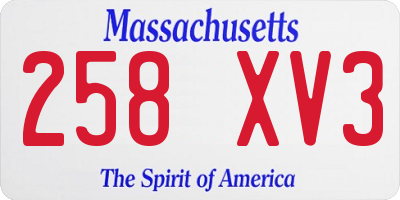 MA license plate 258XV3