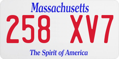 MA license plate 258XV7
