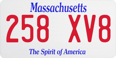 MA license plate 258XV8