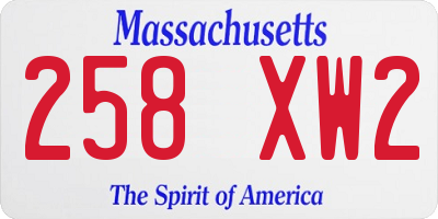 MA license plate 258XW2