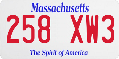 MA license plate 258XW3