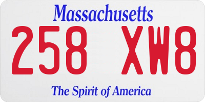 MA license plate 258XW8