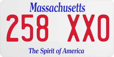 MA license plate 258XX0