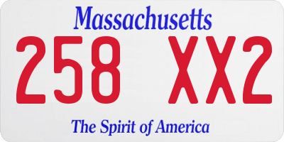 MA license plate 258XX2