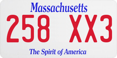 MA license plate 258XX3