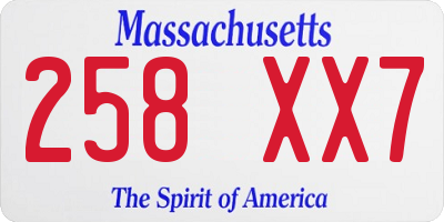 MA license plate 258XX7