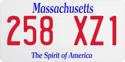 MA license plate 258XZ1