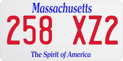 MA license plate 258XZ2