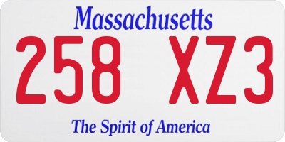 MA license plate 258XZ3