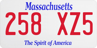 MA license plate 258XZ5