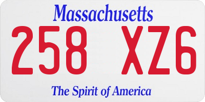 MA license plate 258XZ6