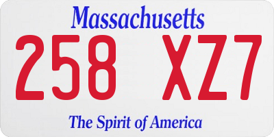 MA license plate 258XZ7