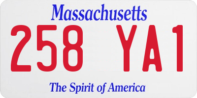 MA license plate 258YA1