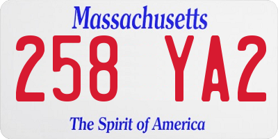 MA license plate 258YA2