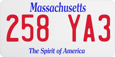 MA license plate 258YA3