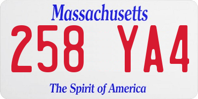 MA license plate 258YA4