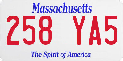 MA license plate 258YA5